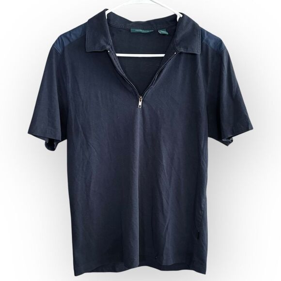 Perry Ellis Navy Polo Shirt with Zipper size medium - Picture 1 of 5
